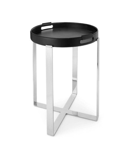 Petite table Wyatt Cuir et Laiton Noir/Argent Dans la société mordern