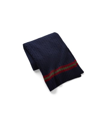 Plaid Cable Cricket en cachemire Navy/Bordeaux paiement sécurisé