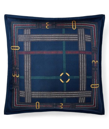 Coussin Modern Equestrian en Soie Bleu Marine pas cher chine