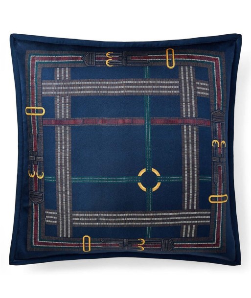 Coussin Modern Equestrian en Soie Bleu Marine pas cher chine