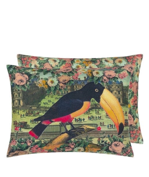 Coussin Toucan Floral Sepia basket pas cher