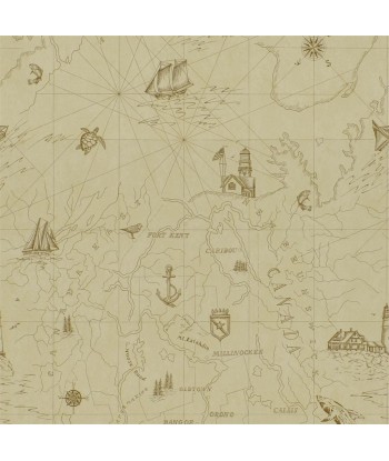 Papier Peint RL Shipping Lanes Map - Parchment À commander