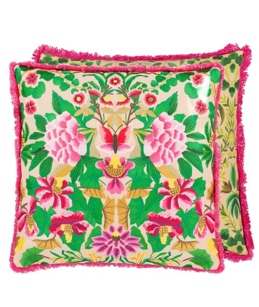 Ikebana Damask Fuchsia Embroidered Cushion l'évolution des habitudes 