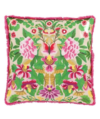 Ikebana Damask Fuchsia Embroidered Cushion l'évolution des habitudes 